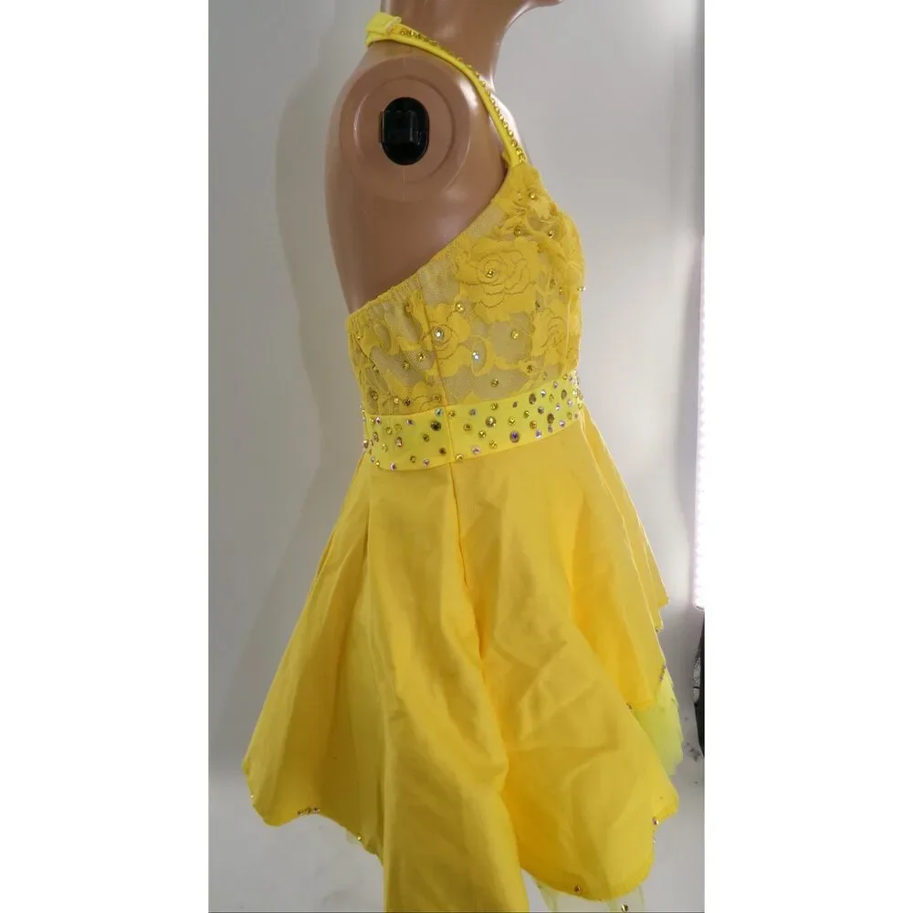 Pre-Owned Dance Costume Small Child Yellow Kelle Lace Dress Jazz Tap Musical Th